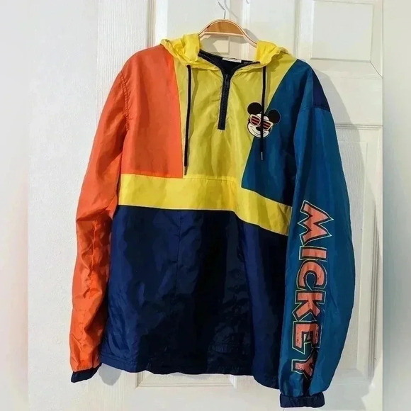 Disney Mickey Mouse Hooded Lightweight Windbreaker Jacket Retro Look Sz. Small - Picture 4 of 7